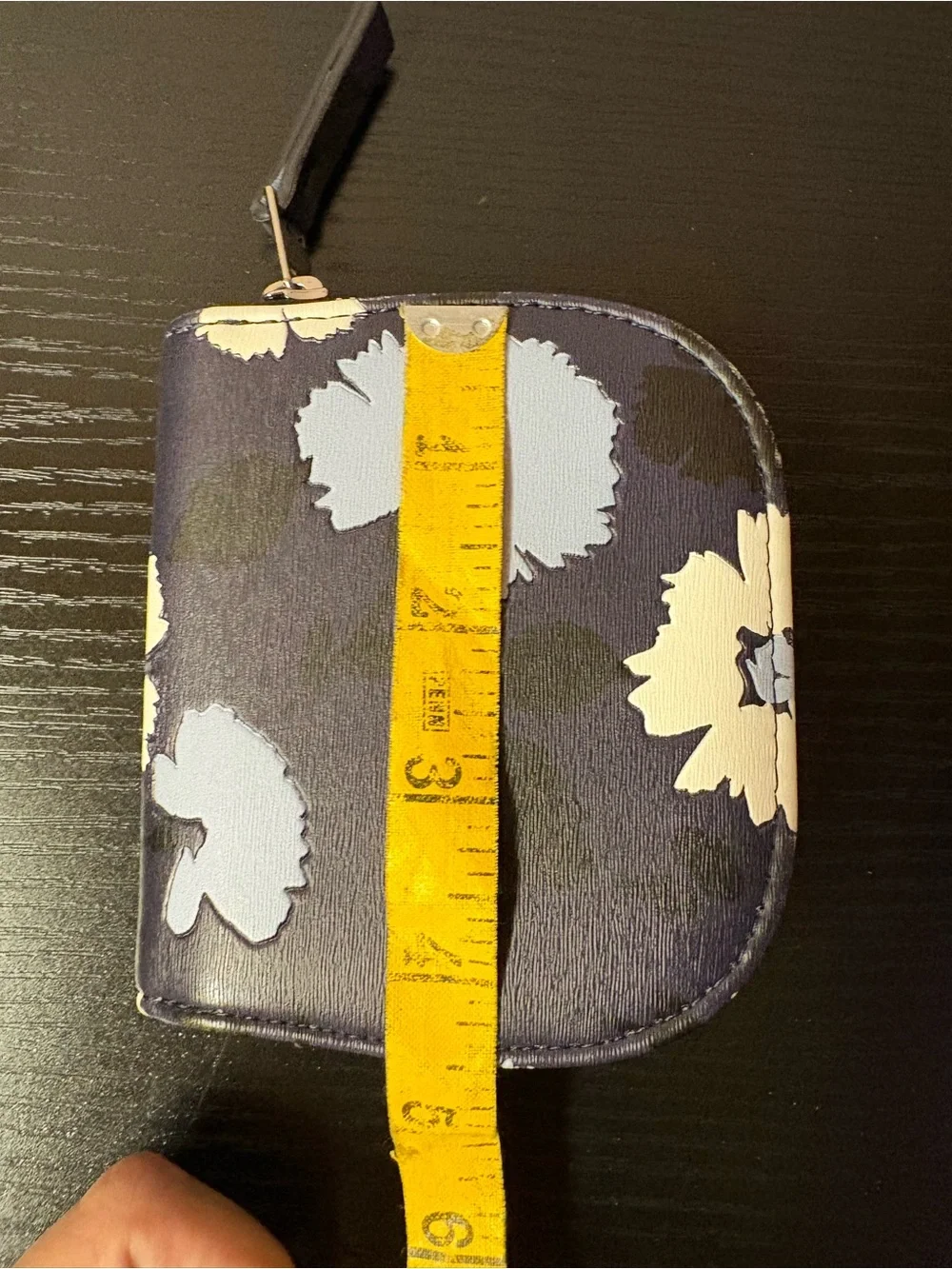 Floral Navy Accordion Zip Wallet Coin Purse Card Holder Compact Wallet